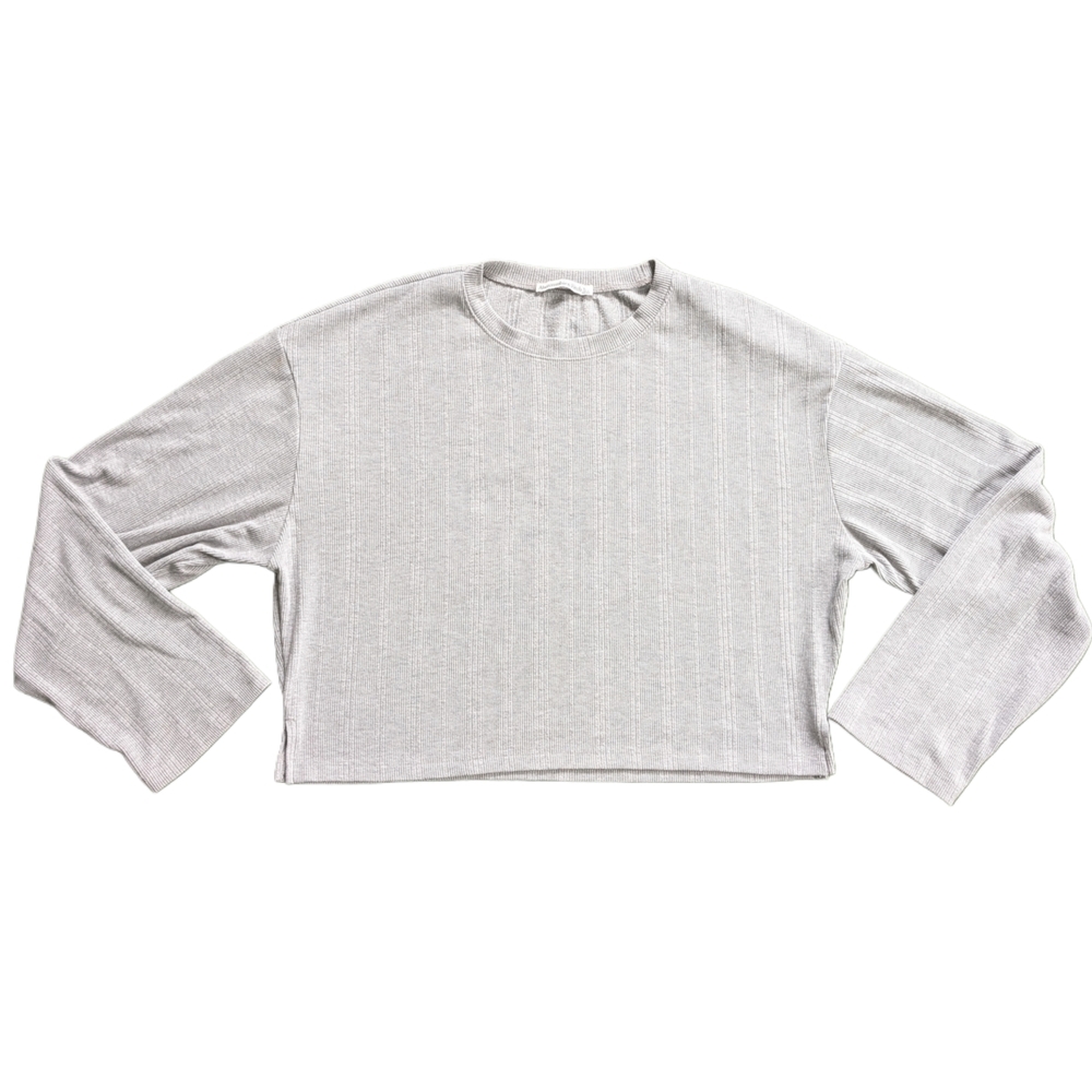 Abercrombie & Fitch light Gray Ribbed Oversized Cropped Sweater Size Large